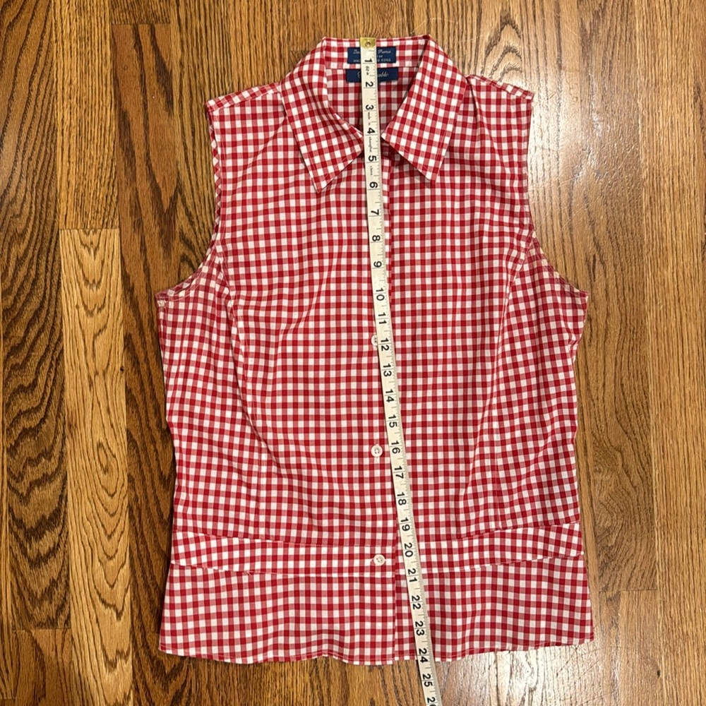 Façonnable Women’s Sleeveless Red and White Check Shirt Blouse size XS - Picture 5 of 9